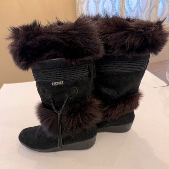 Tecnica Black Goat Fur Cow Hair Apres Ski Winter Boots EUR 38 Women’s Size 7.5 - Picture 3 of 11